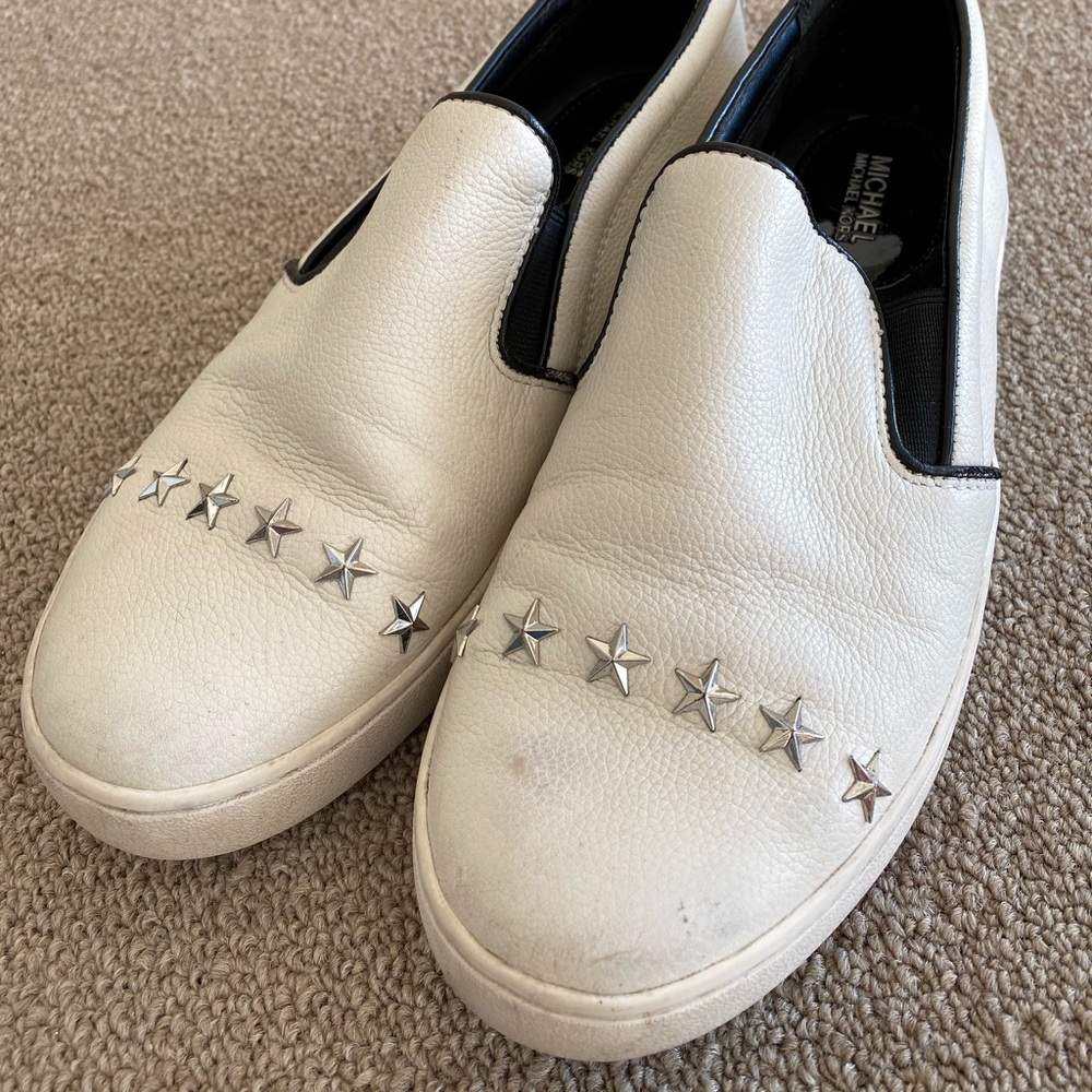 MK white and black starred sneakers